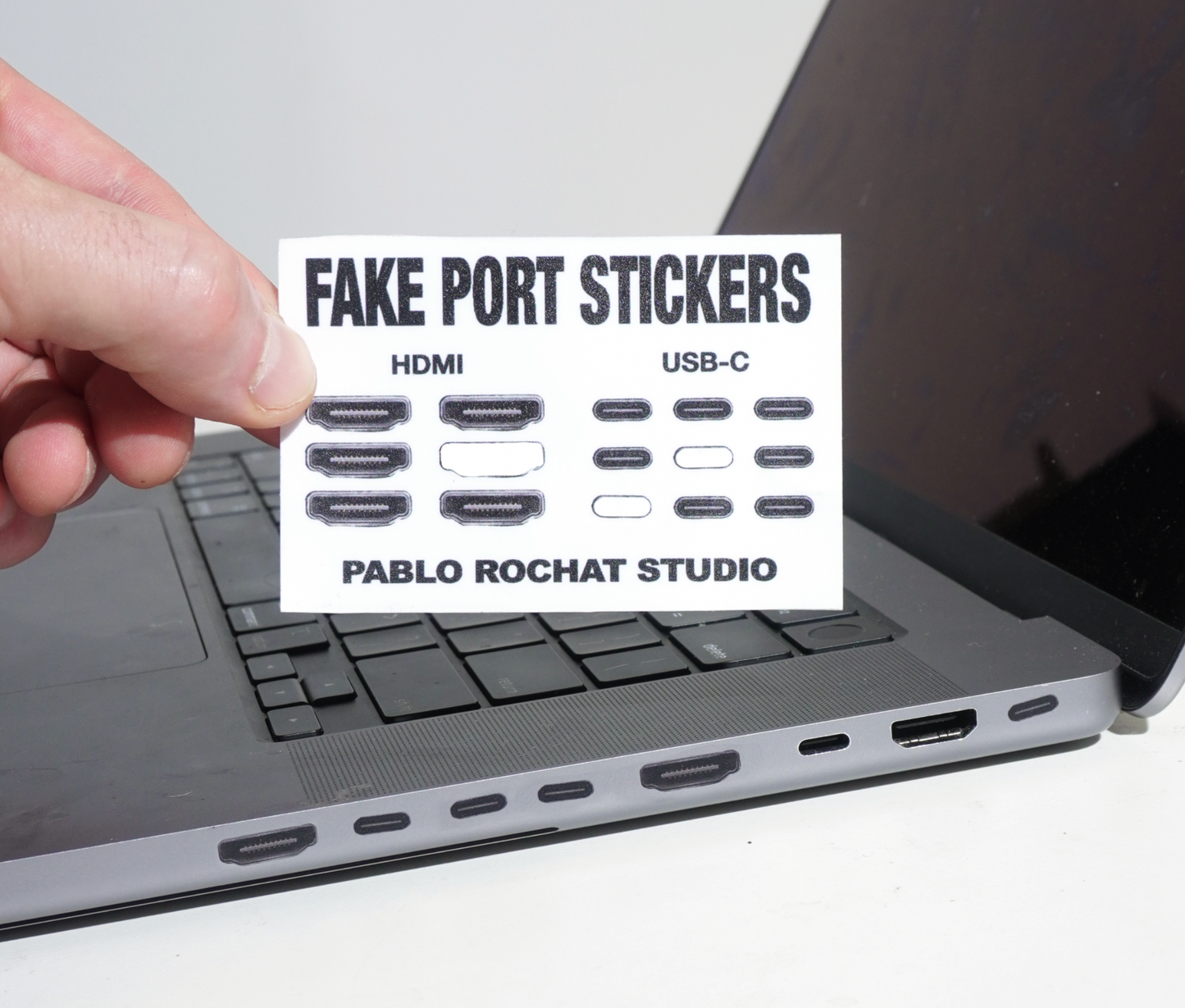 Fake USB-C and HDMI Stickers